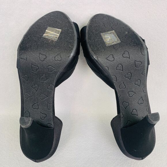 Michelangelo Maribelle Black Satin Bow Heels 7 Peep Toe Platform Wedding Shoes - Picture 6 of 6